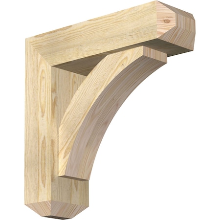 Ekena Millwork Thorton Craftsman Rough Sawn Bracket w/ Offset Brace, Douglas Fir, 6"W x 20"D x 20"H BKT0604X20X20THR04RDF